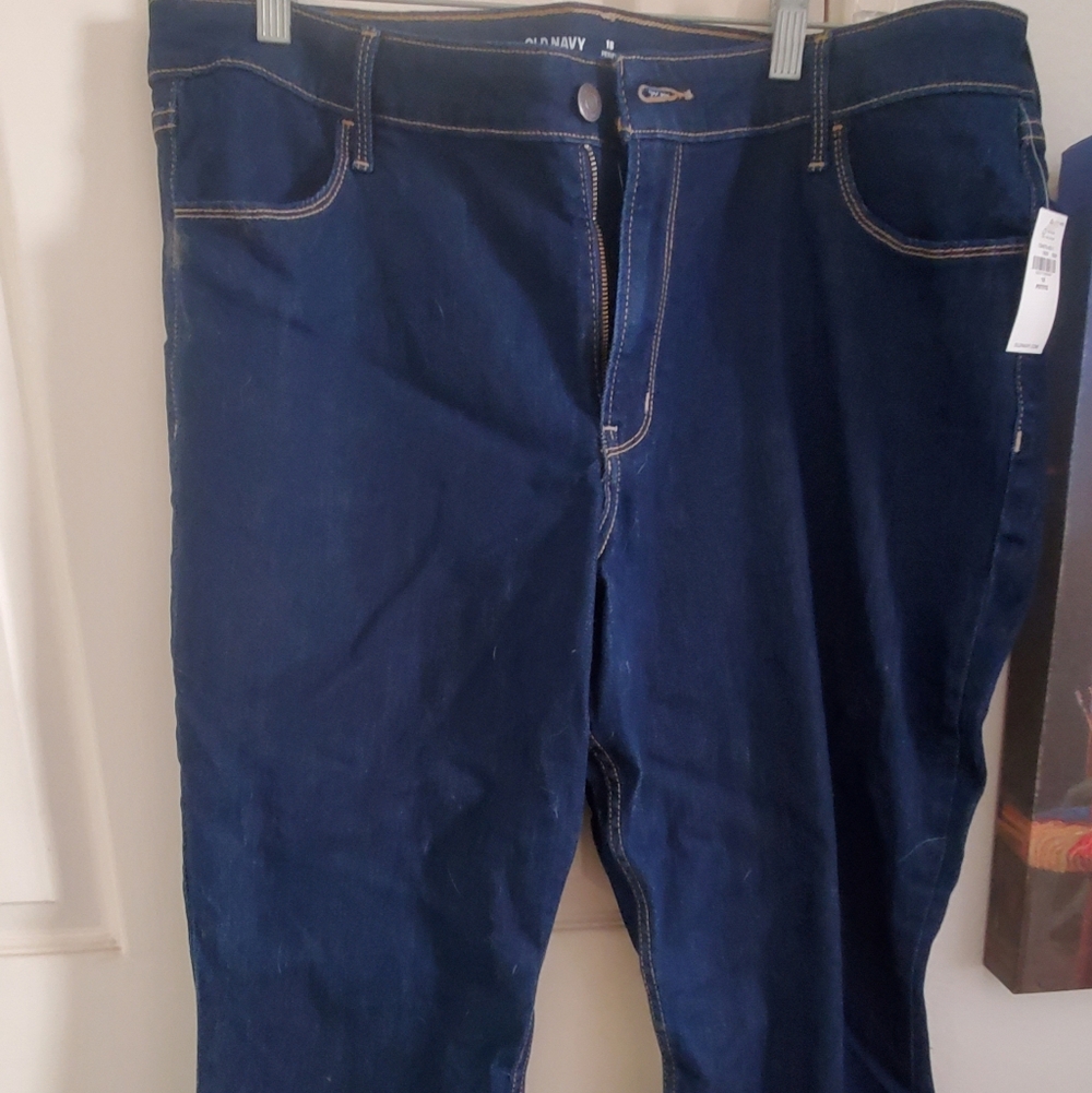 NWT Old Navy Womens High Rise Straight Leg Petite Jeans in Navy Blue